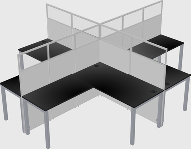 Shared l-shaped cubicles