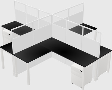Shared l-shaped cubicles