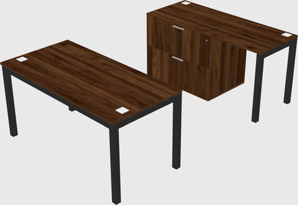 Parallel desk + file cabinet