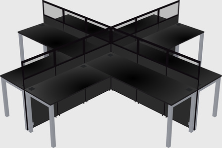 Shared l-shaped cubicles