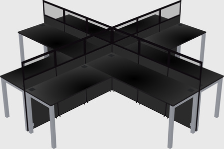 Shared l-shaped cubicles