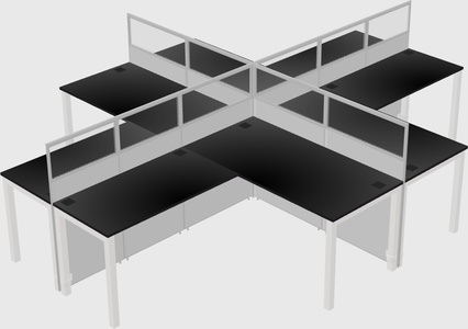 Shared l-shaped cubicles