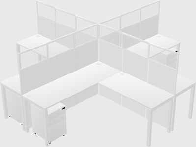 Shared l-shaped cubicles