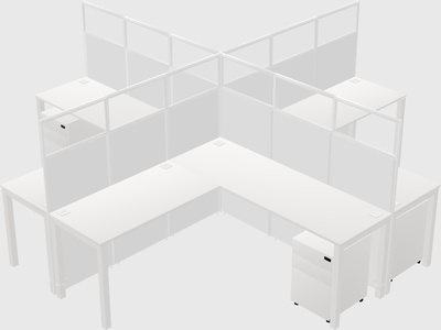 Shared l-shaped cubicles