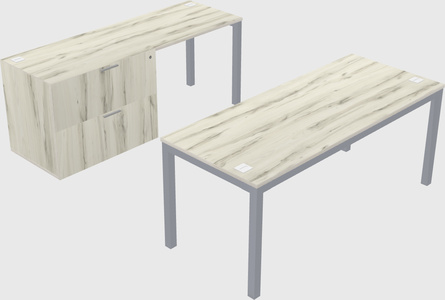 Parallel desk + file cabinet