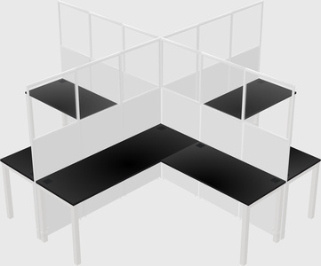 Shared l-shaped cubicles
