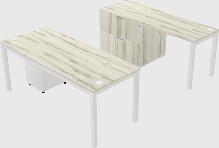 Parallel desk + file cabinet