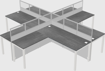 Shared l-shaped cubicles