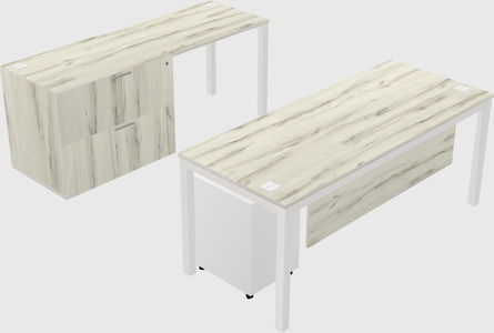 Parallel desk + file cabinet