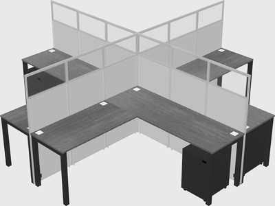 Shared l-shaped cubicles