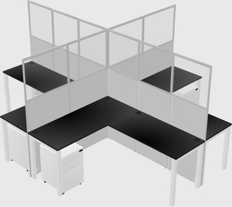 Shared l-shaped cubicles