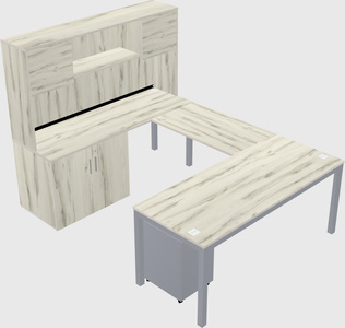U-shaped desk + cabinet