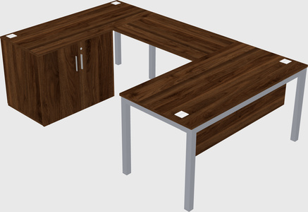 U-shaped desk + cabinet