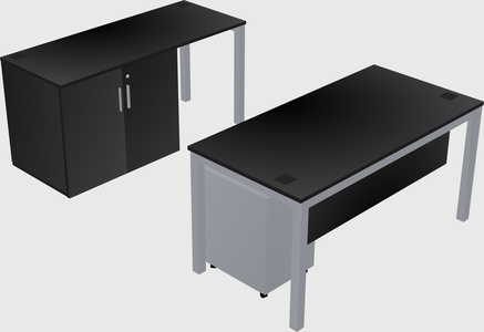 Parallel desk + cabinet