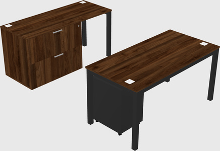 Parallel desk + file cabinet