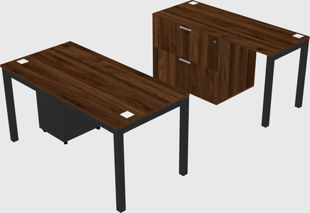 Parallel desk + file cabinet