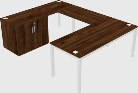 U-shaped desk + cabinet
