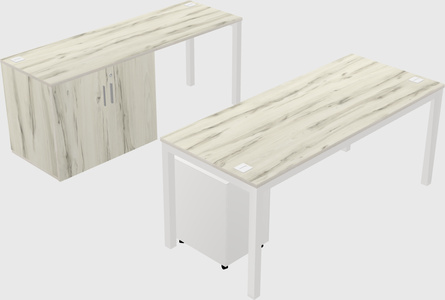 Parallel desk + cabinet