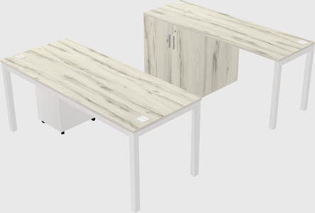 Parallel desk + cabinet