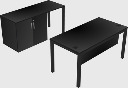 Parallel desk + cabinet
