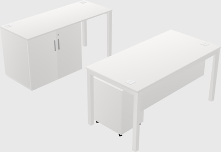 Parallel desk + cabinet