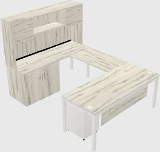 U-shaped desk + cabinet