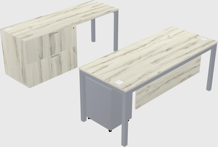 Parallel desk + file cabinet