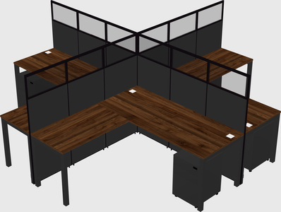 Shared l-shaped cubicles