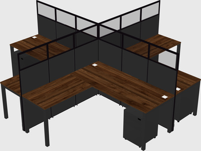 Shared l-shaped cubicles