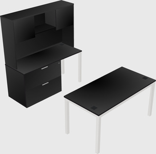 Parallel desk + file cabinet