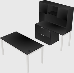 Parallel desk + file cabinet