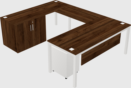 U-shaped desk + cabinet