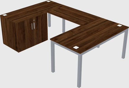 U-shaped desk + cabinet