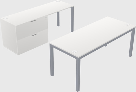 Parallel desk + file cabinet