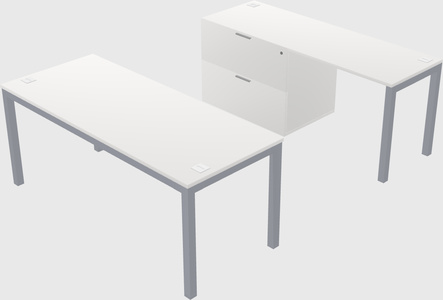 Parallel desk + file cabinet