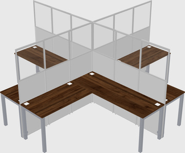 Shared l-shaped cubicles