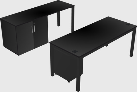Parallel desk + cabinet