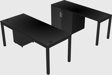 Parallel desk + cabinet