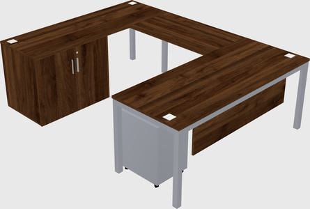 U-shaped desk + cabinet