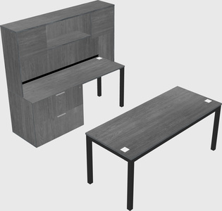 Parallel desk + file cabinet