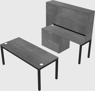 Parallel desk + file cabinet