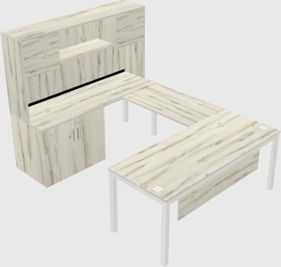 U-shaped desk + cabinet