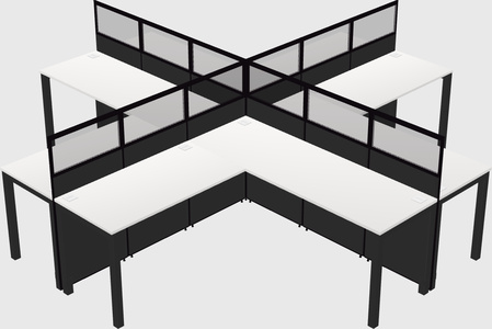 Shared l-shaped cubicles