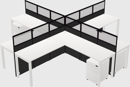 Shared l-shaped cubicles