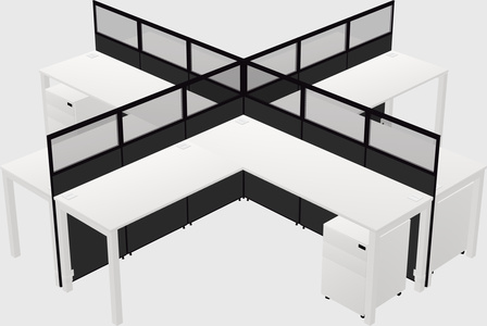 Shared l-shaped cubicles