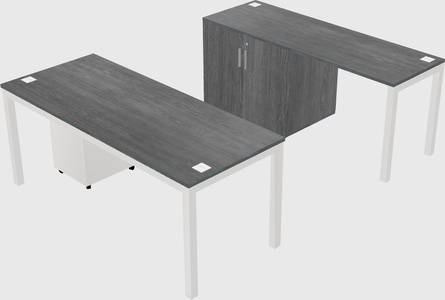 Parallel desk + cabinet