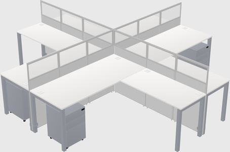 Shared l-shaped cubicles