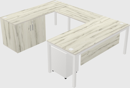 U-shaped desk + cabinet