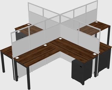Shared l-shaped cubicles