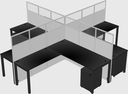 Shared l-shaped cubicles